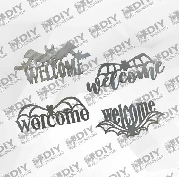 Halloween Bat Bundle - 4 Bat Welcome Signs - DXF Plasma File