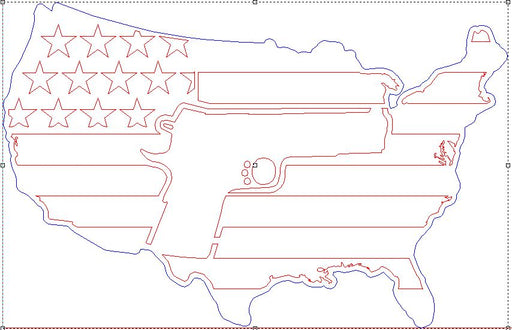 USA Flag with 1911 Revolver in Center - DXF File Only