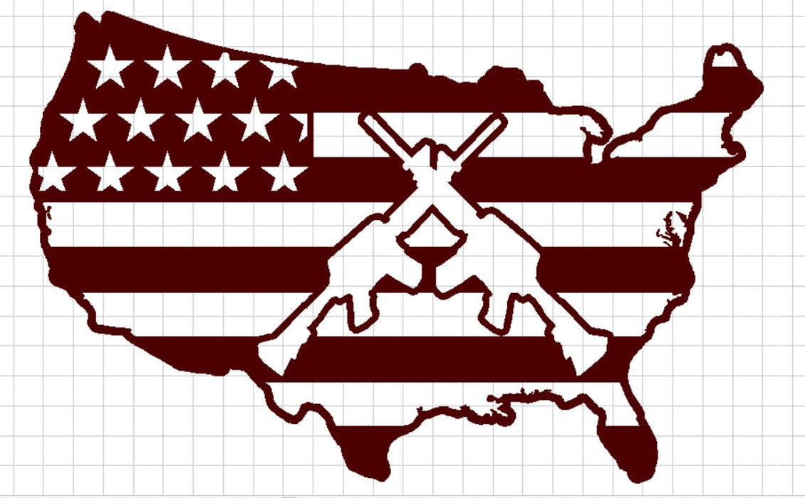 USA Flag with AR15s Crossed in Center - DXF File Only