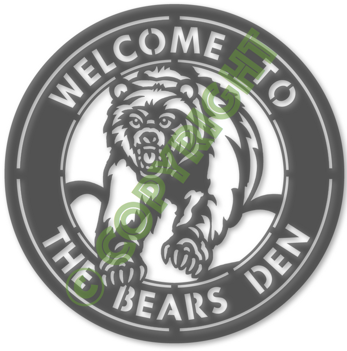 12" Bears Den Sign DXF Plasma File