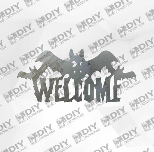Halloween Bat 4 Welcome Sign DXF Plasma File