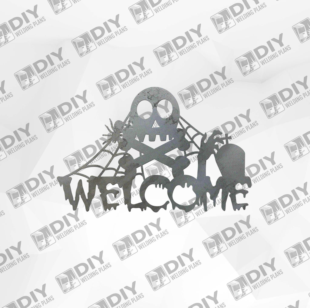 Skeleton Hello. Sign Halloween Skeleton Welcome Sign DXF Plasma File — DIY Welding Plans