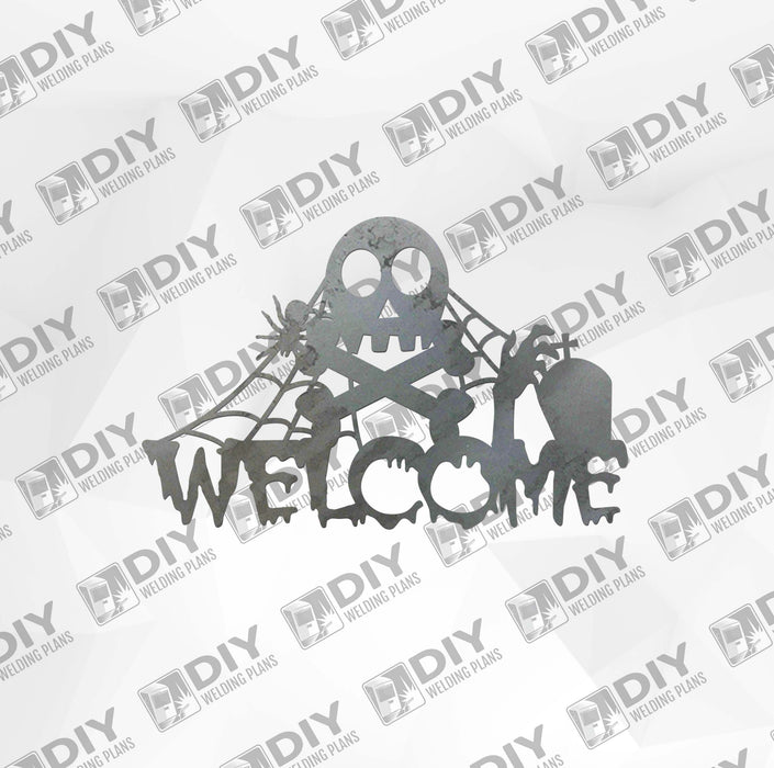 Halloween Skeleton Welcome Sign DXF Plasma File