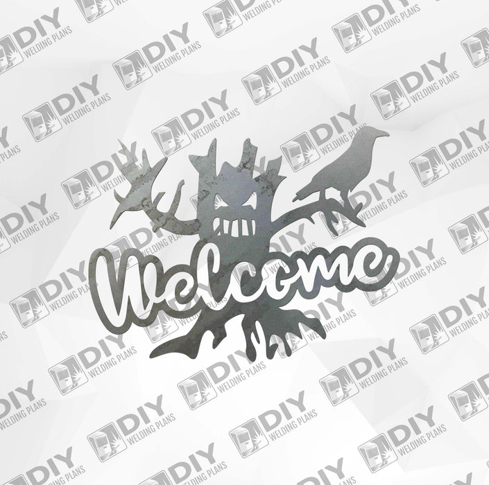 Halloween Tree Welcome Sign DXF Plasma File