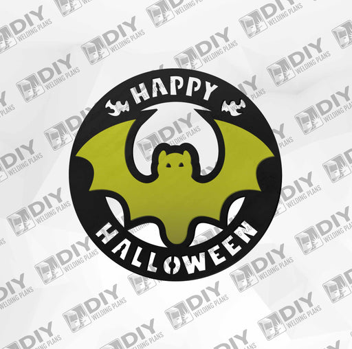 2 - layer Happy Halloween Bat Sign DXF Plasma File