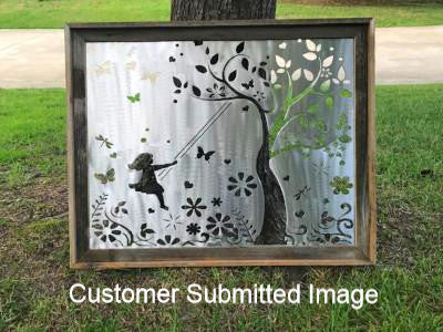 Girl Swinging Under Tree DXF Cut File