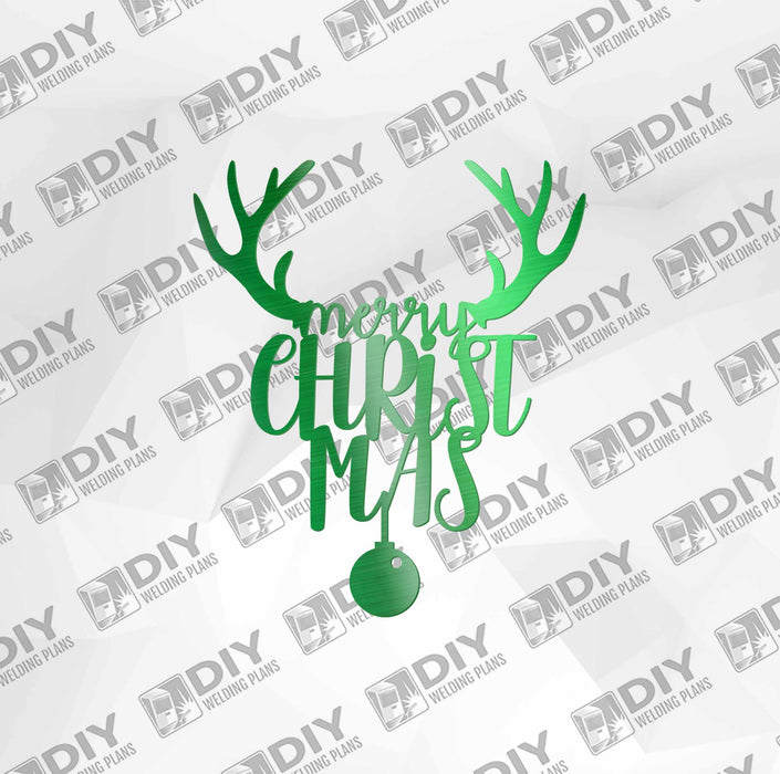Merry Christmas Deer with Ball DXF Plasma File