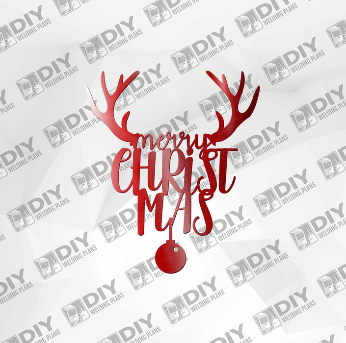 Merry Christmas Deer with Ball DXF Plasma File