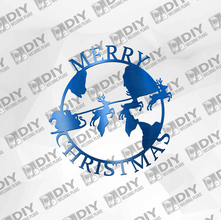 Merry Christmas Santa Sleighing World DXF Plasma File