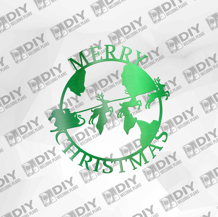 Merry Christmas Santa Sleighing World DXF Plasma File