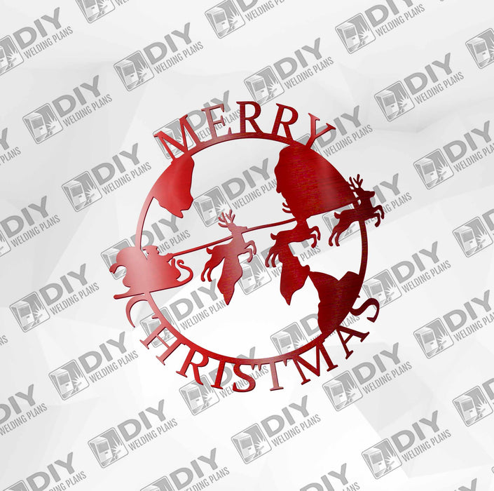 Merry Christmas Santa Sleighing World DXF Plasma File