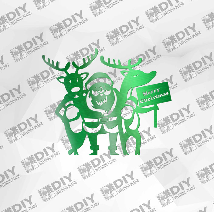 Merry Christmas Santa and Reindeers DXF Plasma File