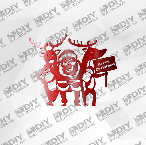 Merry Christmas Santa and Reindeers DXF Plasma File