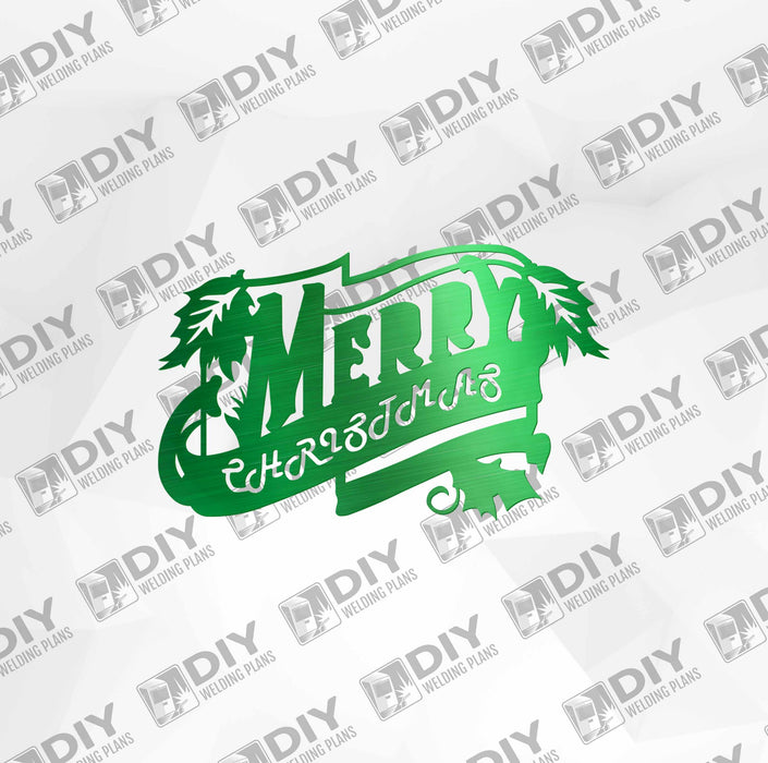 Merry Christmas with Leaves DXF Plasma File