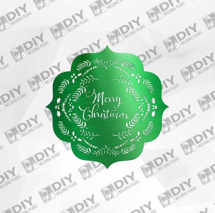 Merry Christmas with Leaves and Ornaments DXF Plasma File