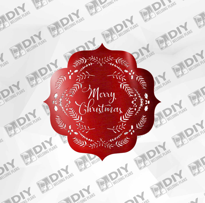 Merry Christmas with Leaves and Ornaments DXF Plasma File