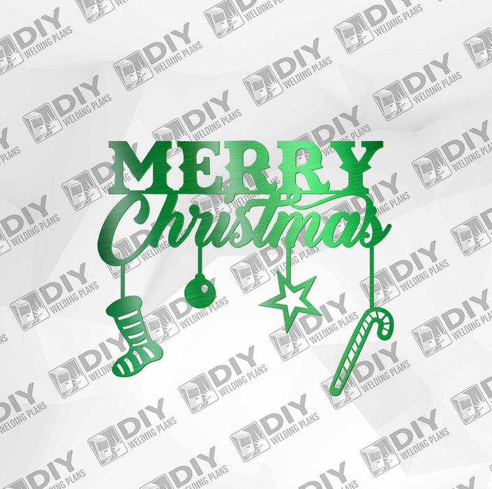 Merry Christmas with Ornaments DXF Plasma File