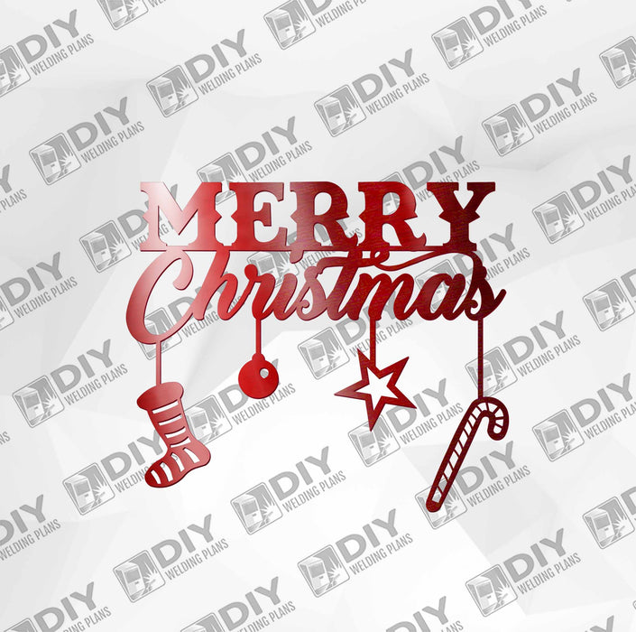 Merry Christmas with Ornaments DXF Plasma File