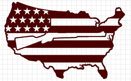 USA Flag with Old Rifle in center - DXF File Only