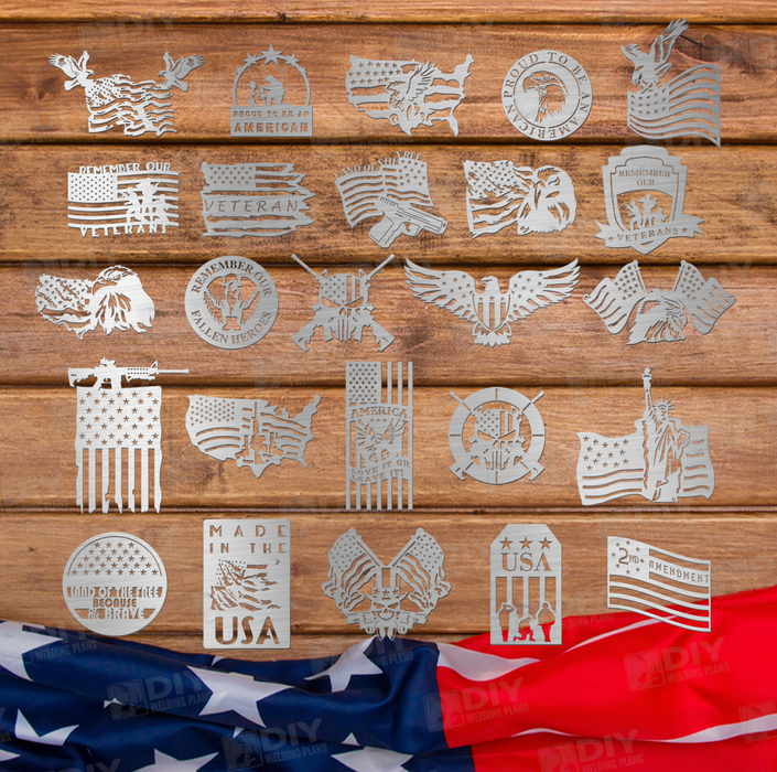 25 Patriotic Sign Bundle - Designs DXF Plasma File