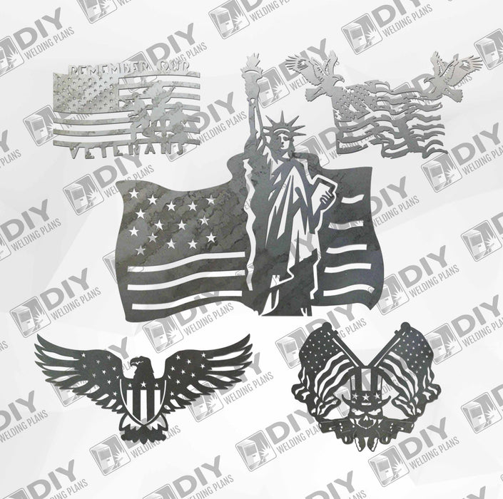25 Patriotic Sign Bundle - Designs DXF Plasma File