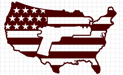 USA Flag with Pistol in Center - DXF File Only