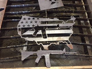 USA Flag with AR 15 in center - DXF File Only