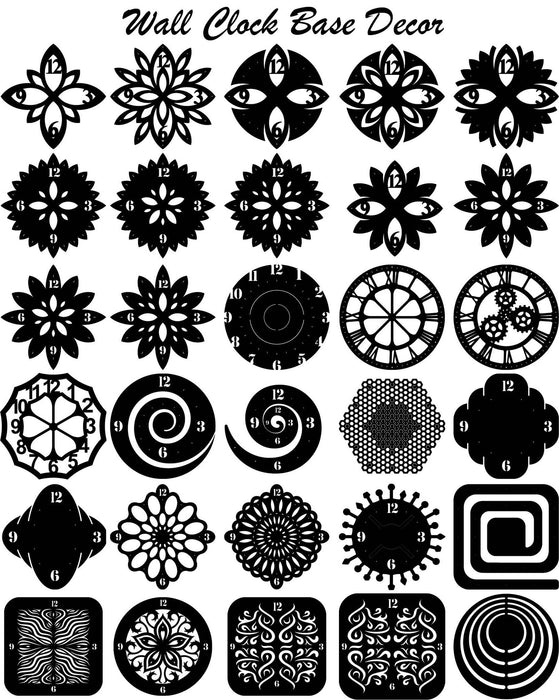 Wall Clock Face Background Decor for Clock Making (30-Pack of Clock files included) - DXF File
