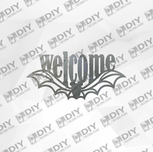 Halloween Bat 2 Welcome Sign DXF Plasma File