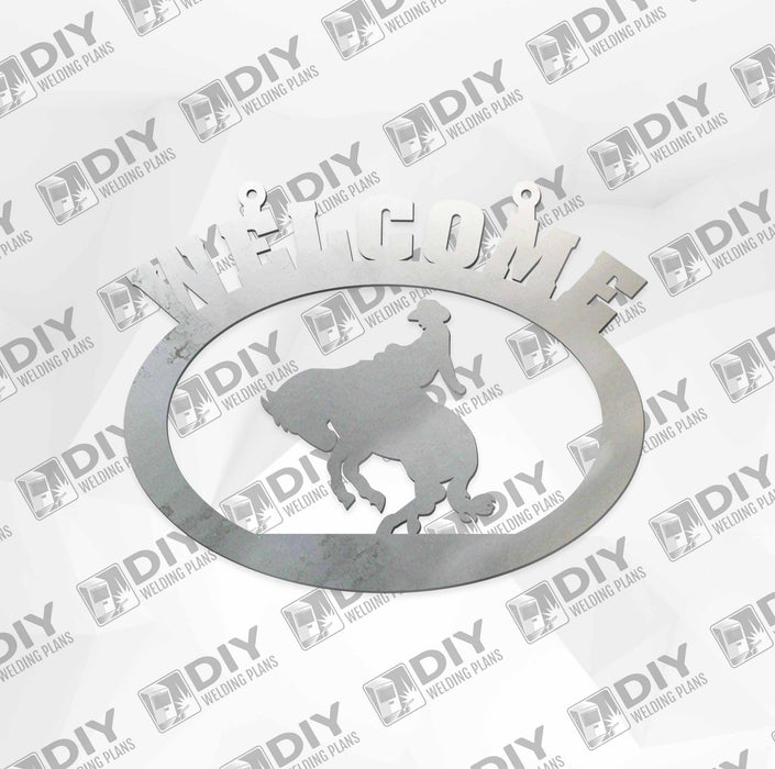 18” x 15” Welcome Bronc Riding Sign DXF Plasma File — DIY Welding Plans