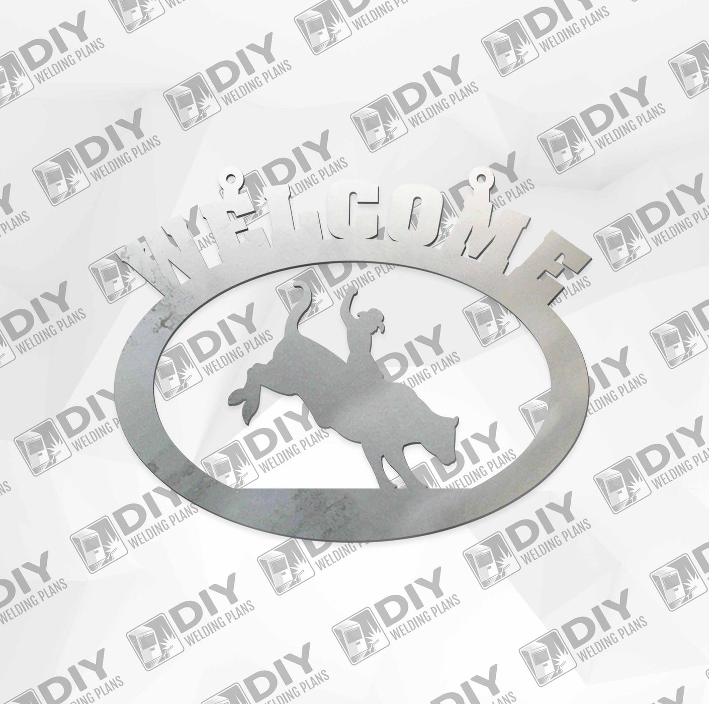 18” x 15” Welcome Bull Riding Sign DXF Plasma File — DIY Welding Plans
