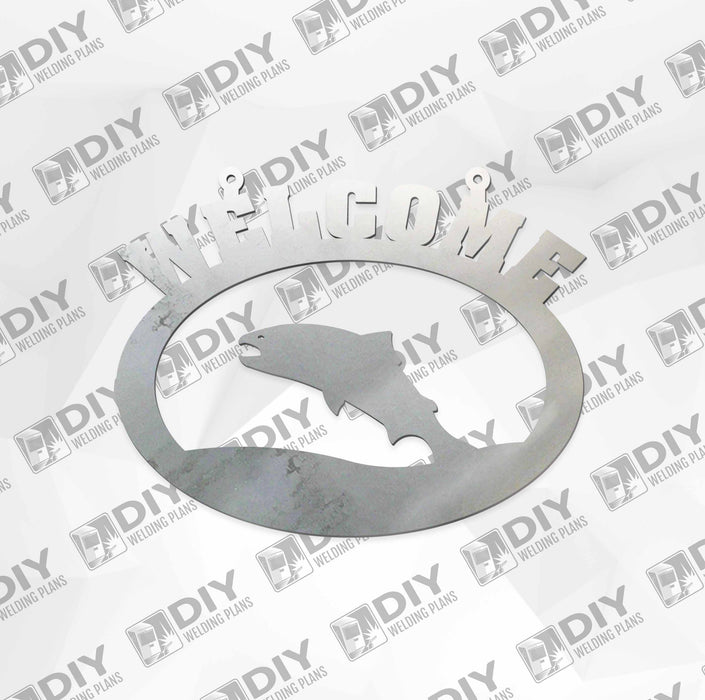 18” x 15” Welcome Fish Sign DXF Plasma File — DIY Welding Plans