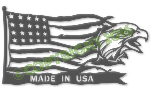 Made in USA Eagle Head Flag Plasma Laser DXF Cut File