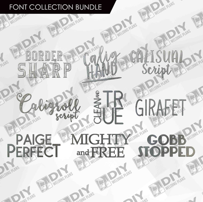 CNC Font - Font Collection Bundle - 9 Custom Fonts for CNC
