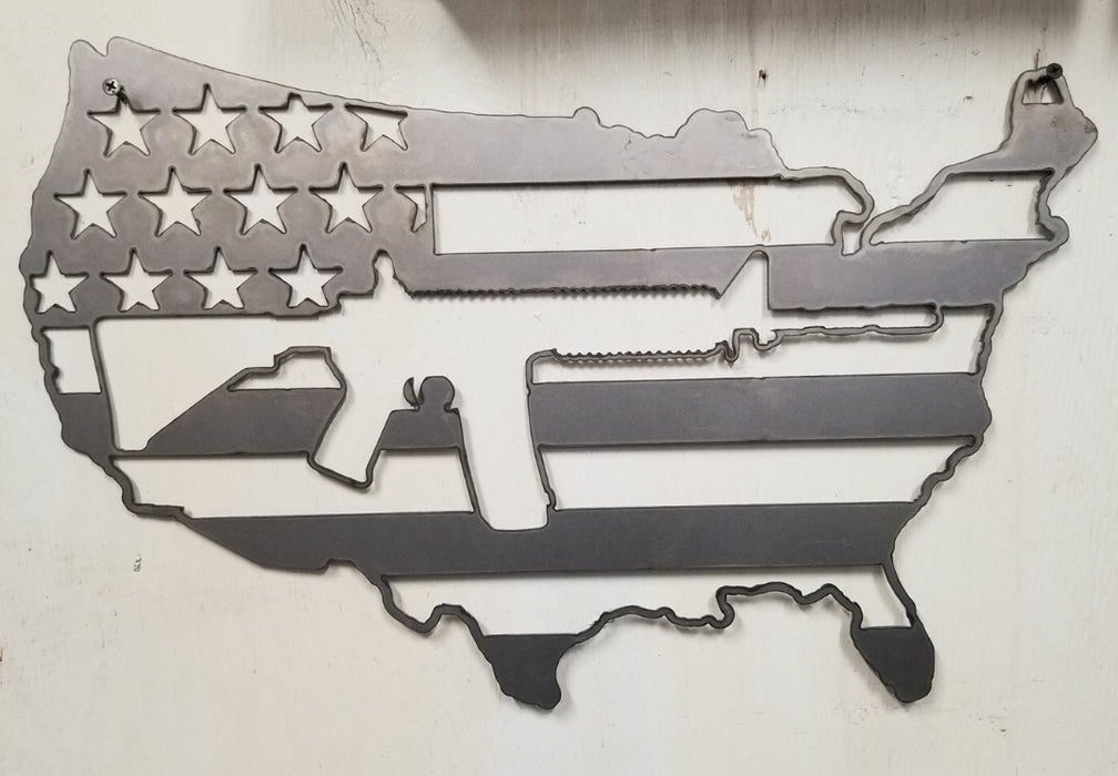 USA Flag with AR 15 in center - DXF File Only