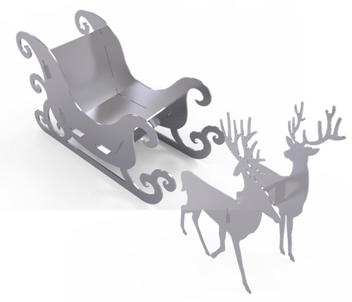 Santa's Sleigh and Reindeer - Plasma Laser DXF Cut File
