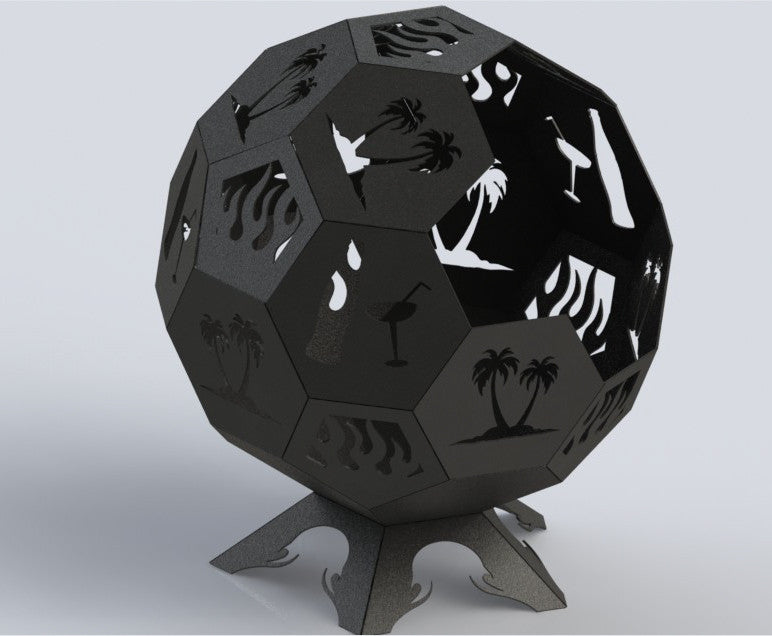 Fire Pit Hexagon Ball of Awesomeness 36in - Connected Pieces (For Bending) - DXF File